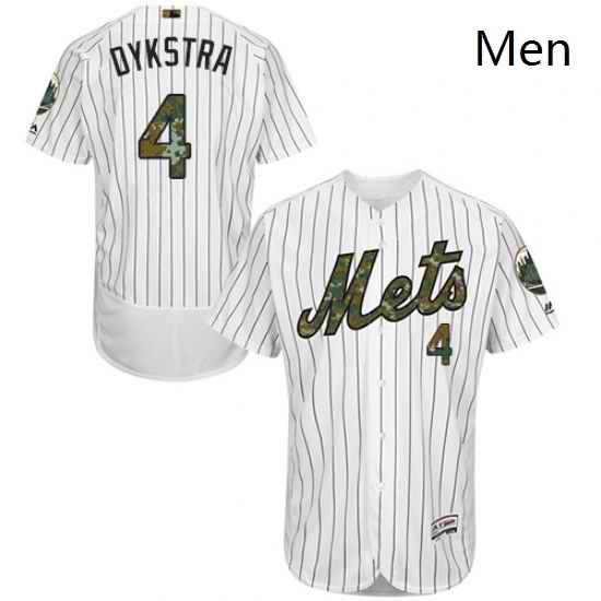 Mens Majestic New York Mets 4 Lenny Dykstra Authentic White 2016 Memorial Day Fashion Flex Base MLB Jersey